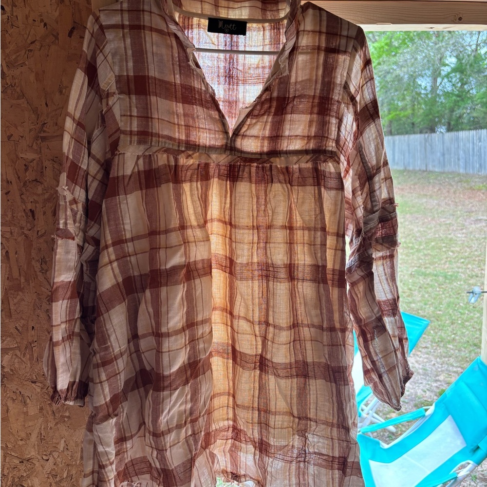 Plaid V-Neck Tunic Top dress